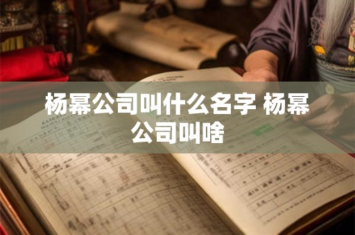 杨幂公司叫什么名字 杨幂公司叫啥