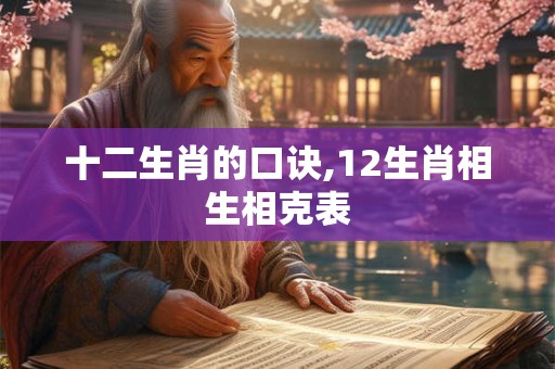 十二生肖的口诀,12生肖相生相克表
