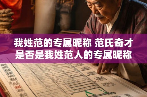 我姓范的专属昵称 范氏奇才是否是我姓范人的专属昵称
