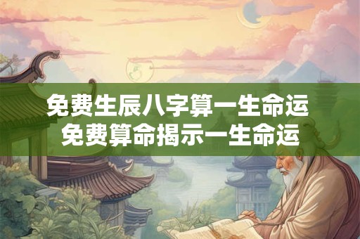 免费生辰八字算一生命运 免费算命揭示一生命运