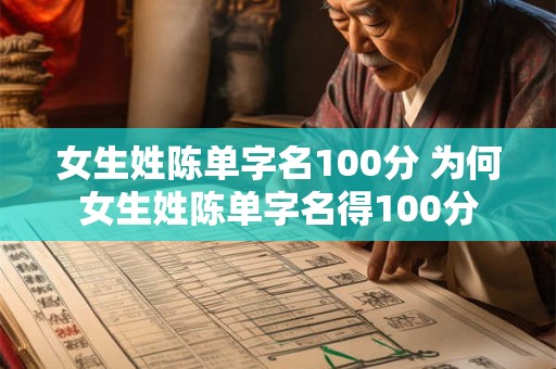 女生姓陈单字名100分 为何女生姓陈单字名得100分
