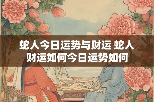蛇人今日运势与财运 蛇人财运如何今日运势如何
