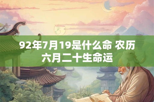 92年7月19是什么命 农历六月二十生命运