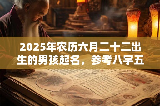 2025年农历六月二十二出生的男孩起名，参考八字五行