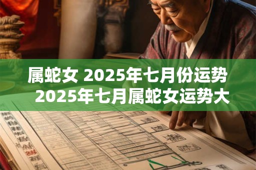 属蛇女 2025年七月份运势  2025年七月属蛇女运势大全查询