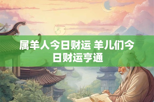 属羊人今日财运 羊儿们今日财运亨通