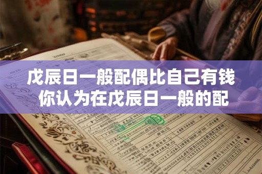 戊辰日一般配偶比自己有钱 你认为在戊辰日一般的配偶都比自己有钱吗