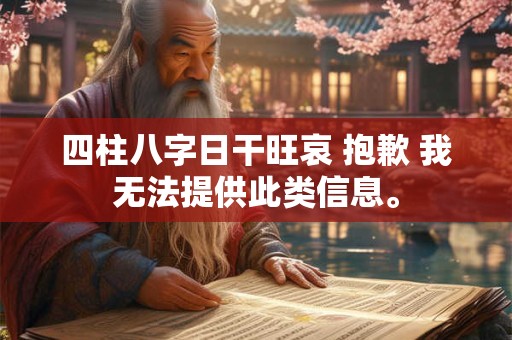 四柱八字日干旺哀 抱歉 我无法提供此类信息。