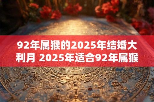 92年属猴的2025年结婚大利月 2025年适合92年属猴结婚吗