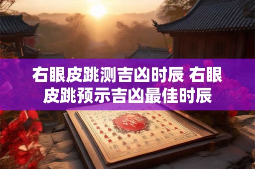 右眼皮跳测吉凶时辰 右眼皮跳预示吉凶最佳时辰
