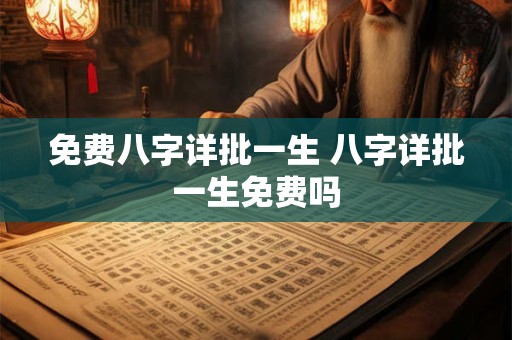 免费八字详批一生 八字详批一生免费吗