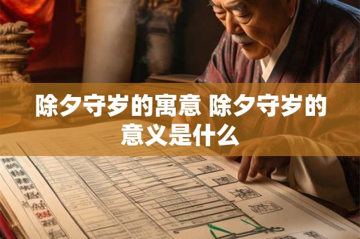 除夕守岁的寓意 除夕守岁的意义是什么
