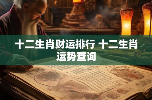 十二生肖财运排行 十二生肖运势查询