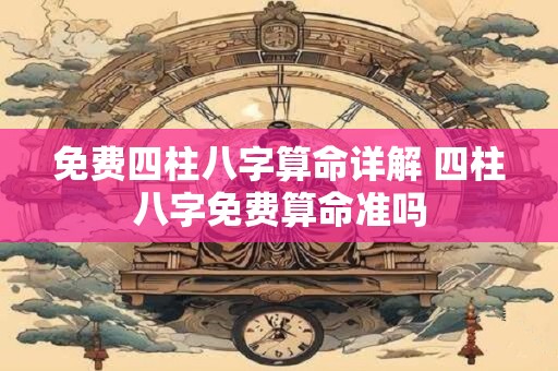 免费四柱八字算命详解 四柱八字免费算命准吗