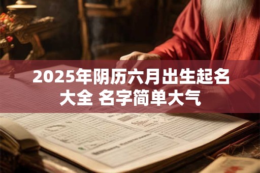 2025年阴历六月出生起名大全 名字简单大气
