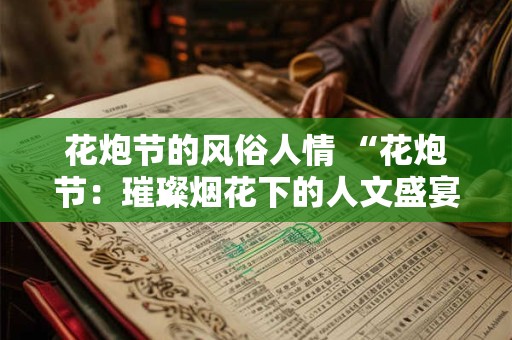 花炮节的风俗人情 “花炮节：璀璨烟花下的人文盛宴”
