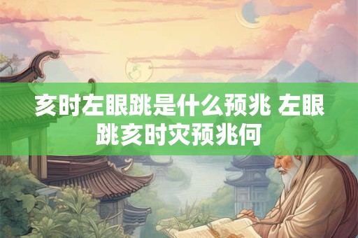 亥时左眼跳是什么预兆 左眼跳亥时灾预兆何