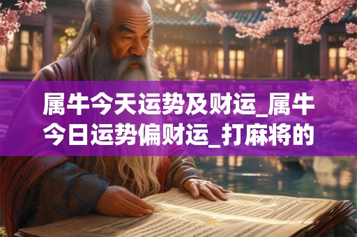 属牛今天运势及财运_属牛今日运势偏财运_打麻将的运势