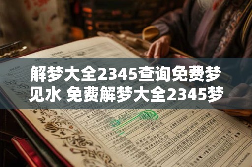 解梦大全2345查询免费梦见水 免费解梦大全2345梦见水是什么意思