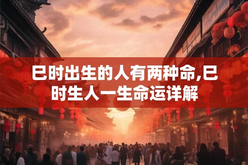 巳时出生的人有两种命,巳时生人一生命运详解