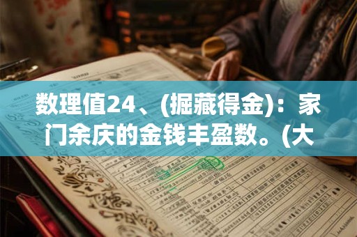 数理值24、(掘藏得金):家门余庆的金钱丰盈数。(大吉) 数理值24、(掘藏得金):家门余庆的金钱丰盈数。(大吉)