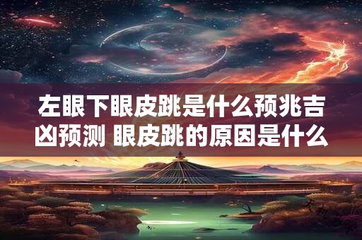 左眼下眼皮跳是什么预兆吉凶预测 眼皮跳的原因是什么