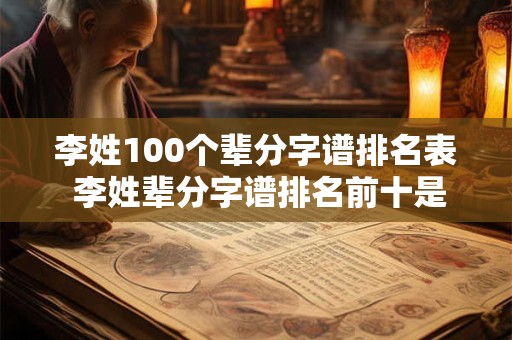 李姓100个辈分字谱排名表 李姓辈分字谱排名前十是哪些 李姓100个辈分字谱排名表 李姓辈分字谱排名前十是哪些