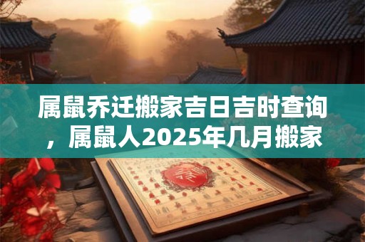属鼠乔迁搬家吉日吉时查询，属鼠人2025年几月搬家吉利