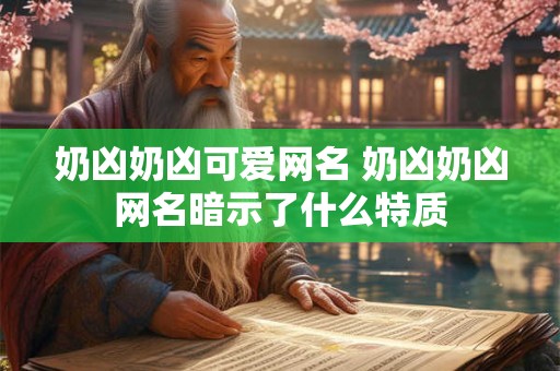 奶凶奶凶可爱网名 奶凶奶凶网名暗示了什么特质