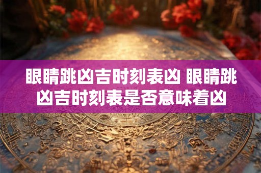 眼睛跳凶吉时刻表凶 眼睛跳凶吉时刻表是否意味着凶