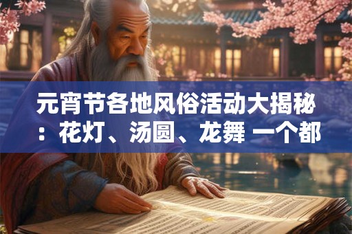元宵节各地风俗活动大揭秘:花灯、汤圆、龙舞 一个都不少! 元宵节各地风俗活动大揭秘:花灯、汤圆、龙舞 一个都不少!