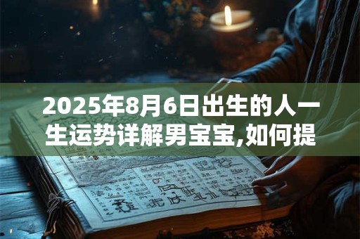 2025年8月6日出生的人一生运势详解男宝宝,如何提高财运