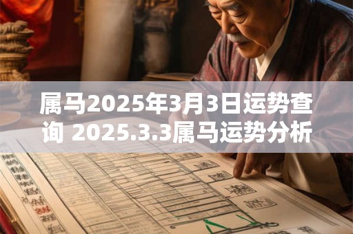 属马2025年3月3日运势查询 2025.3.3属马运势分析