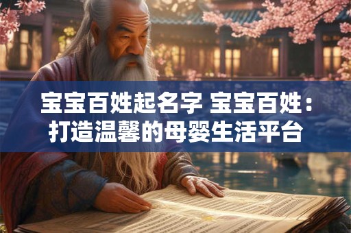 宝宝百姓起名字 宝宝百姓：打造温馨的母婴生活平台