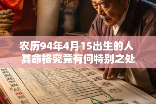 农历94年4月15出生的人 其命格究竟有何特别之处
