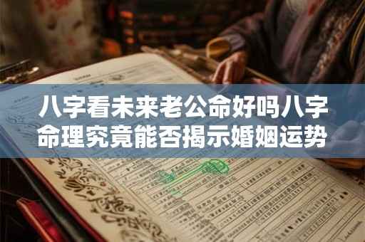 八字看未来老公命好吗八字命理究竟能否揭示婚姻运势