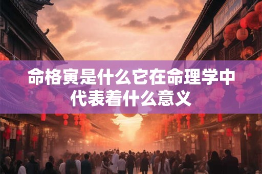 命格寅是什么它在命理学中代表着什么意义