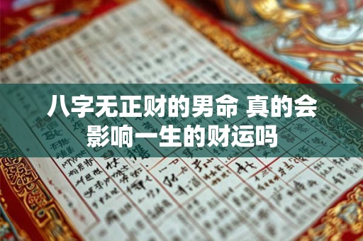 八字无正财的男命 真的会影响一生的财运吗