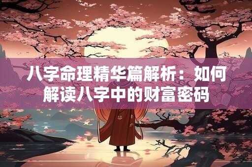 八字命理精华篇解析：如何解读八字中的财富密码
