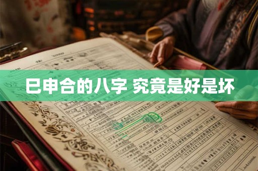 巳申合的八字 究竟是好是坏