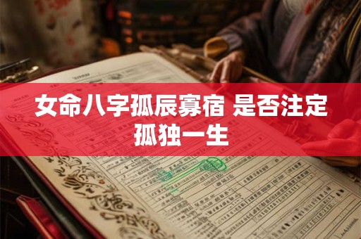 女命八字孤辰寡宿 是否注定孤独一生