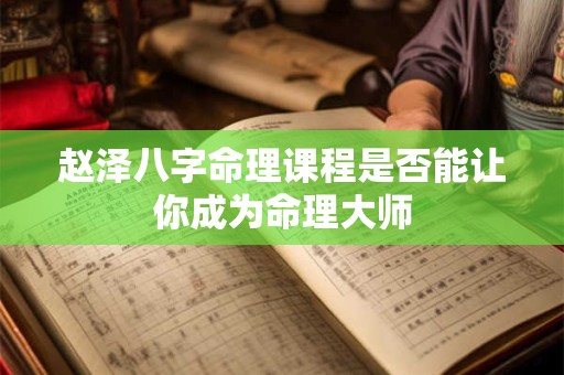 赵泽八字命理课程是否能让你成为命理大师