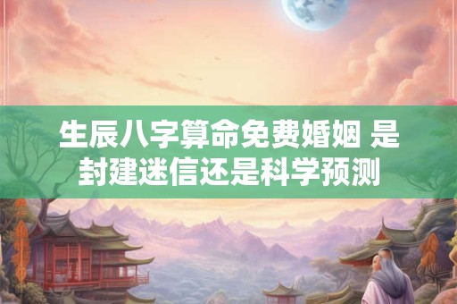 生辰八字算命免费婚姻 是封建迷信还是科学预测