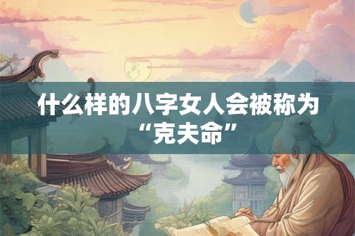 什么样的八字女人会被称为“克夫命”