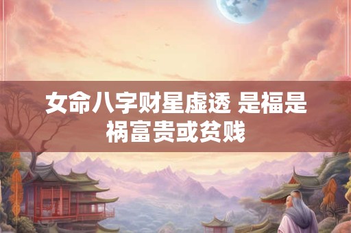 女命八字财星虚透 是福是祸富贵或贫贱