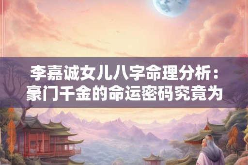 李嘉诚女儿八字命理分析：豪门千金的命运密码究竟为何
