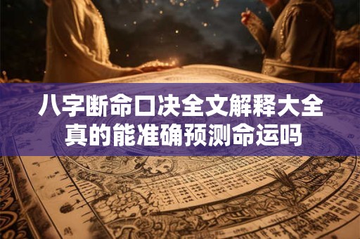 八字断命口决全文解释大全 真的能准确预测命运吗