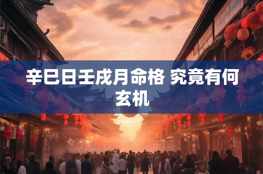 辛巳日壬戌月命格 究竟有何玄机