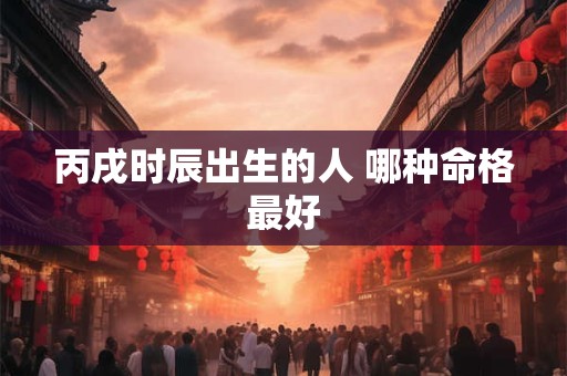 丙戌时辰出生的人 哪种命格最好