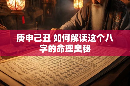 庚申己丑 如何解读这个八字的命理奥秘